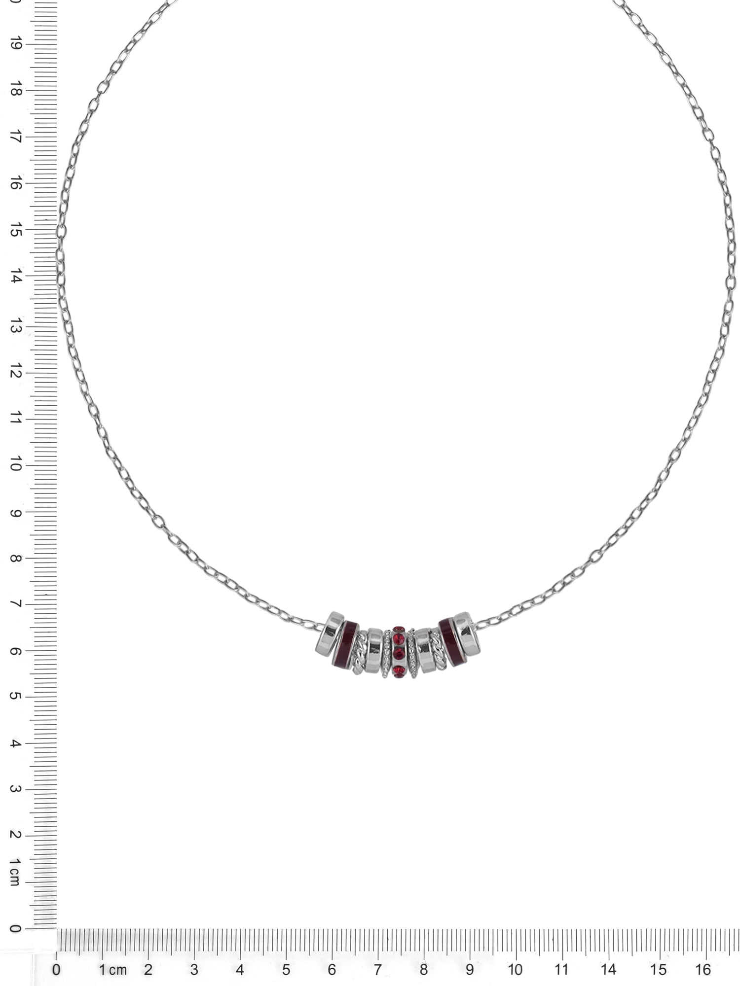 Time and Tru Silvertone Chain with Garnet Birthstone "January" Necklace