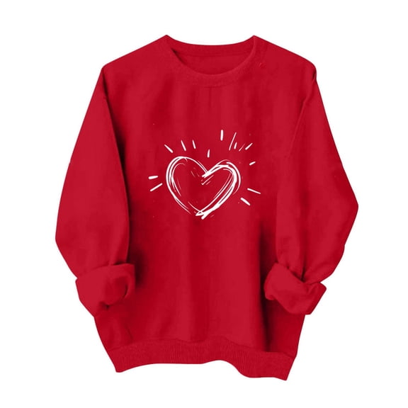 Love Heart Sweatshirt for Women Cute Hearts Graphic Pullover Long Sleeve Valentine Shirts Tops