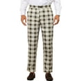 thumbnail image 1 of Pantalones de cuadros INSPIRE CHIC para hombre, con frente plano y corte recto, talla 32, color caqui, 1 of 5