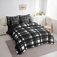 thumbnail image 3 of Homewish Vintage Grid Pattern 7-Piece Twin Bedding Sets,Geometric Checkered Plaid Bedding Comforter Set,White Black Sheet Sets For Girls Boys,Luxury Bedroom Decor Reversible, 3 of 8