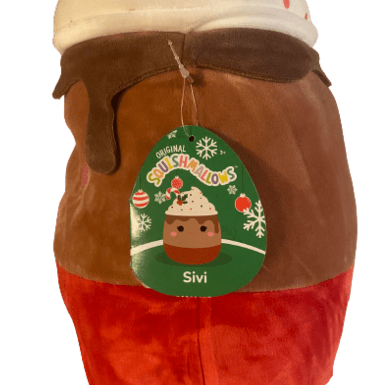 Squishmallow 14” Marshina Hot Chocolate Cocoa Plush w/ Marshmallows Handle  Straw