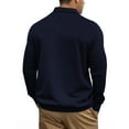 thumbnail image 3 of WTOBBY Men's Solid Color Casual Bomber Jacket, Fall Winter Button-Front Outerwear with Reinforced Seams & Dual Welt Pockets, Classic Versatile Style,Navy S, 3 of 7