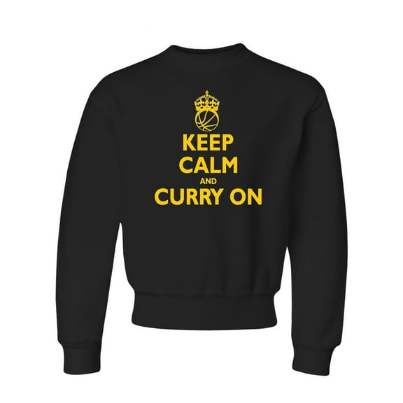 Youth Keep Calm And Curry On Crewneck Sweatshirt