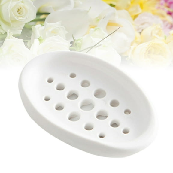 Masteelf White Silicone Soap Dish Holder with Better Draining Design for Bathroom Kitchen Countertop 5.5 x 4.1 x 1.2 inches