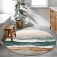 thumbnail image 3 of Abstract Wave 4FT Round Area Rugs for Living Room Lines Green White Brown Ombre Modern Art Ultra-Thin Non-Slip Round Rugs Machine Washable Low Pile Circle Carpet for Bedroom Kitchen Nursery, 3 of 9