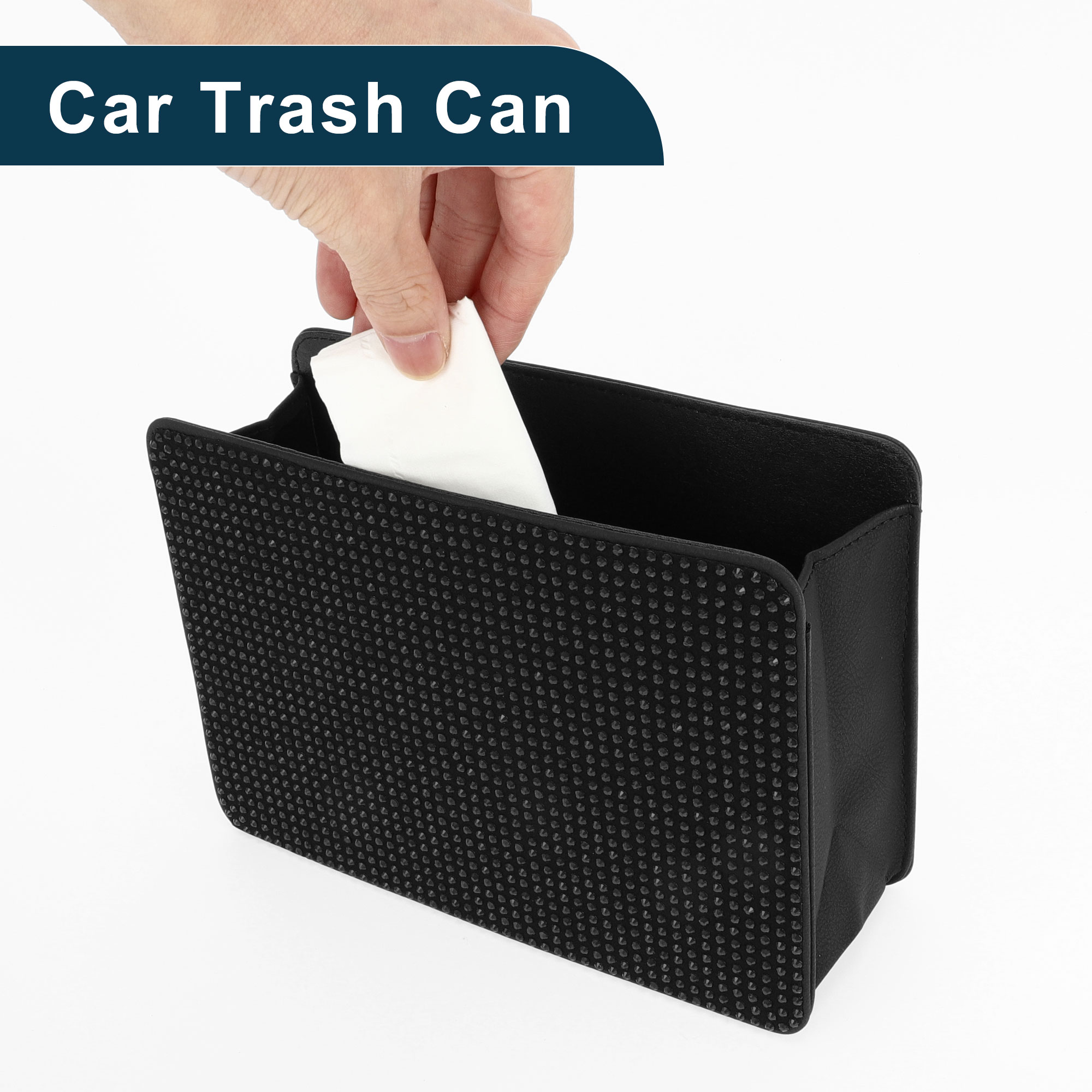Unique Bargains Car Trash Can Seat Back Bin Black 1 Pc 7.9"x2.8"x5.5"