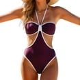 thumbnail image 1 of Yammkia Maillot de Bain pour Femmes, Contrôle du Ventre, Maillot une Pièce pour Femmes, Maillot de Bain Modeste Contrôle du Ventre, Robe de Bain à devant Torsadé, Tenue de Bain 2026 (Vin, P), 1 of 9