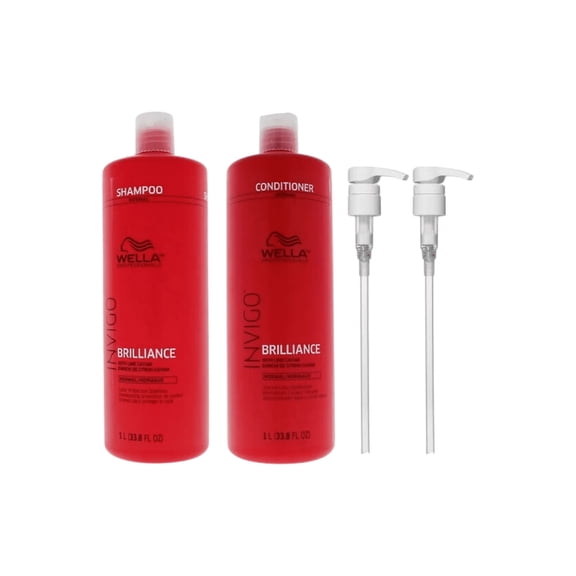 Wella Invigo Brilliance Shampoo & Conditioner for Fine Hair Liter set   PUMPS