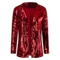 thumbnail image 7 of Sopiago Women's Blazer Sequin Jacket Casual Long Sleeve Glitter Party Shiny Lapel Coat Rave Outerwear Red,M, 7 of 7