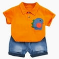thumbnail image 2 of Delliss Baby Boys Clothes Baby Outfits Shirts Sets Casual Dinosaur Printed Short Sleeve Denim Shorts For Boys Set 1-4 Years, 2 of 6