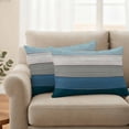 thumbnail image 2 of Blue Ombre Wooden Outdoor Waterproof Pillow Covers, Farmhouse Retro Wood Gradient Decorative Rectangle Throw Pillowcase Sofa Cushion Sham for Patio/Couch/Chair, 20"x12" 2 Pack, 2 of 8