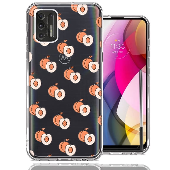 MUNDAZE For Motorola Moto G Stylus 2021 Polka Dot Peaches Design Double Layer Phone Case Cover