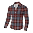thumbnail image 3 of Plaid Shirt for Men Long Sleeve Casual Button Down Shirt Men Lightweight Soft Blouses Cozy Fall Clothes for Men Lapel Dress Shirt for Men Regular Fit Shirt Business Casual Shirts for Men, 3 of 8