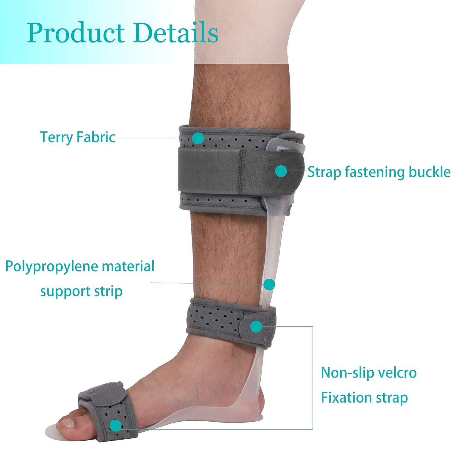 Orthomen AFO Foot Drop Brace, Medical Ankle Foot Orthosis Support, Drop Foot Postural Correction Brace (Gray, XL-L)