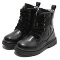 thumbnail image 2 of DADAWEN Boys Girls Ankle Boots Combat Boots Waterproof Boots with Side Zipper Leather Black 11.5 Little Kid, 2 of 7