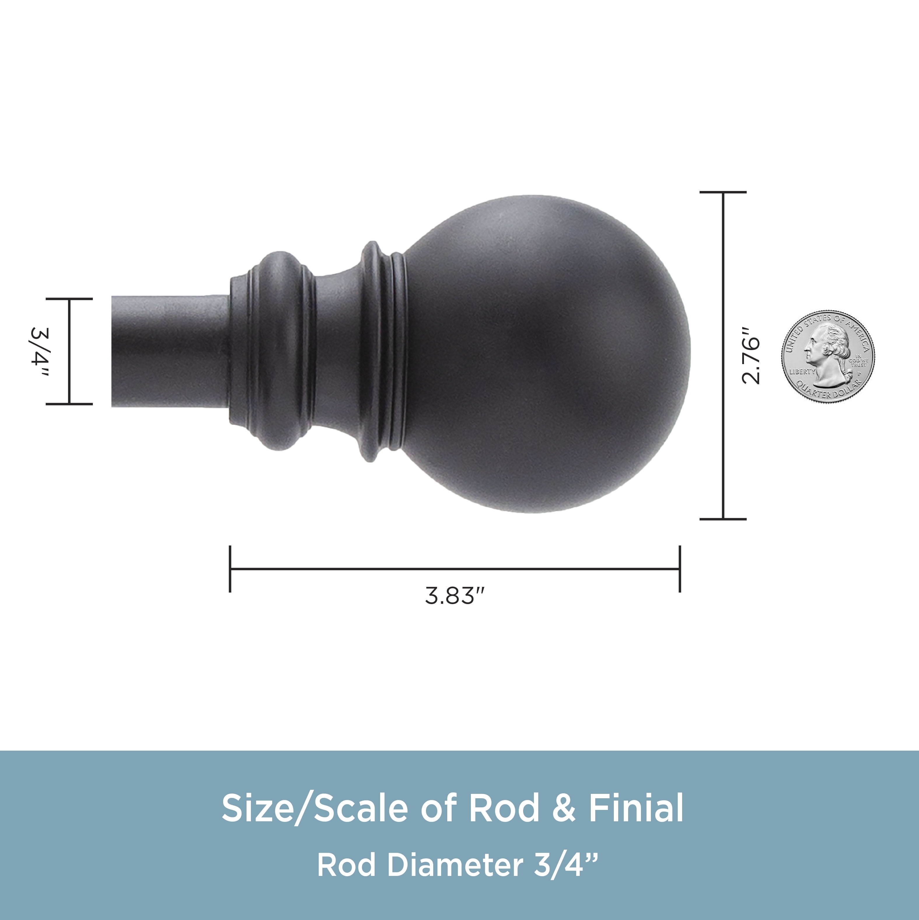 Kenney Bryce Decorative Steel Bay Window Curtain Rod, 78-144" Adjustable Length, 3/4" Dia., Black