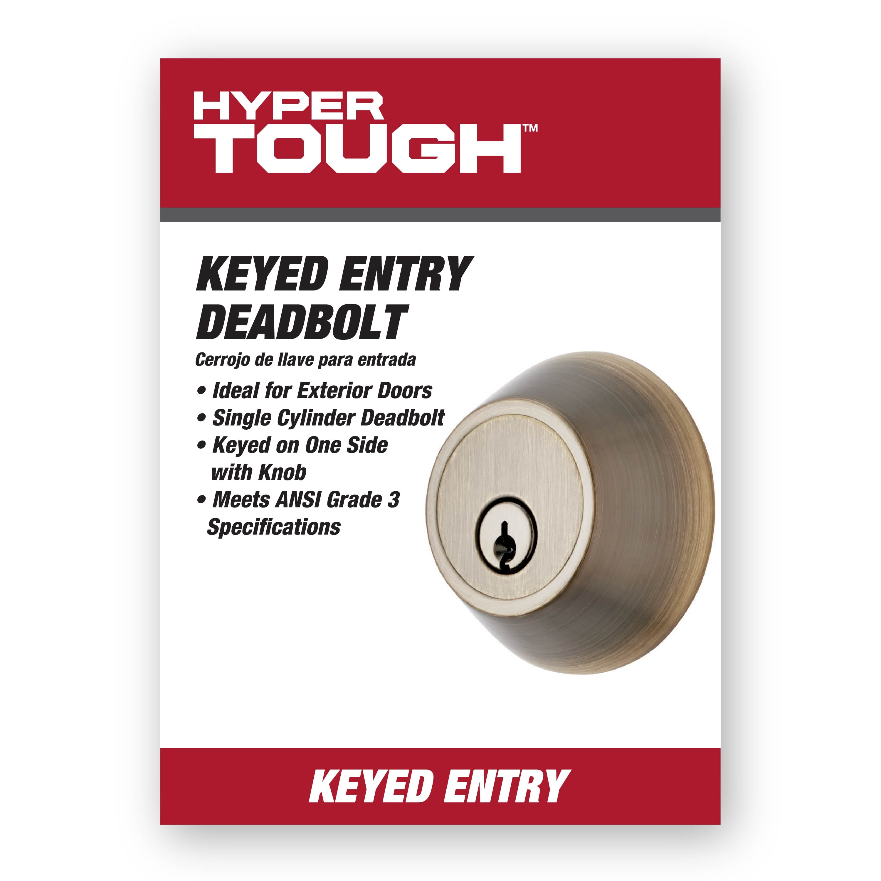 Hyper Tough Keyed Entry Single Cylinder Deadbolt Antique Brass