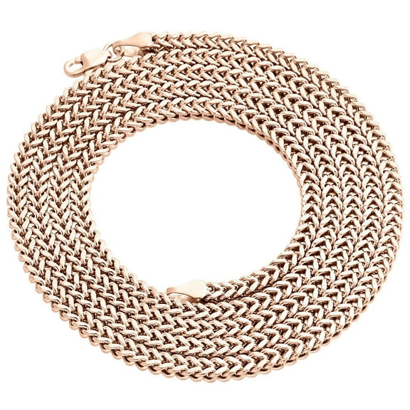 Real 10K Rose Gold 3D Hollow Franco Box Link Chain 3mm Necklace 24 Inches