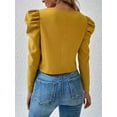 thumbnail image 6 of Womens Cropped Jacket Long Sleeve Zipper Up Coat Outwear Fall Outfit Shackets Bright Yellow S, 6 of 7
