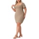 thumbnail image 4 of Vestidos de envoltura de tamaño grande para mujer Agnes Orinda, escote cuadrado, mangas cortas, vestido casual de verano midi 3X café, 4 of 6