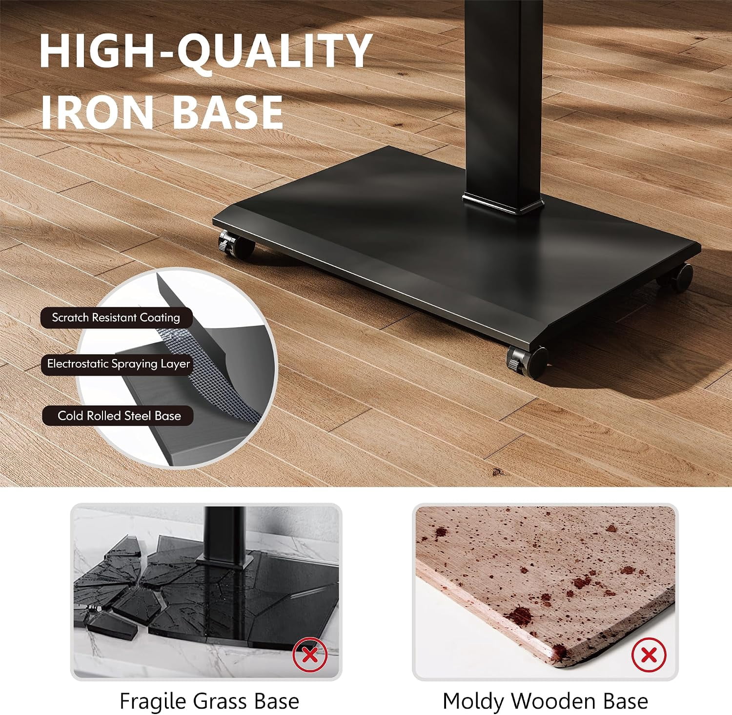 FITUEYES Rolling TV Stand for 32–75 Inch TVs, Black, Power Outlet, Portrait/Landscape Rotation