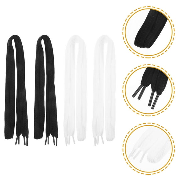 ELAYARD 2Pairs Wide Shoe Laces Replacement for Sneakers Polyester Cotton Flat Shoestrings