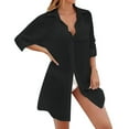 thumbnail image 4 of YFELWZ Womens Plus Size Swimsuits Spring Summer Knit Bikini Cover Up With Sun Black One Size, 4 of 9