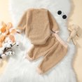 thumbnail image 2 of Gibobby Conjunto de Sudadera y Pantalón Bebé Niñas Niños Invierno Manga Larga Polar Color Sólido Tops Pantalones 8PCS Trajes Conjunto De Ropa(Caqui,0-6 Months), 2 of 5