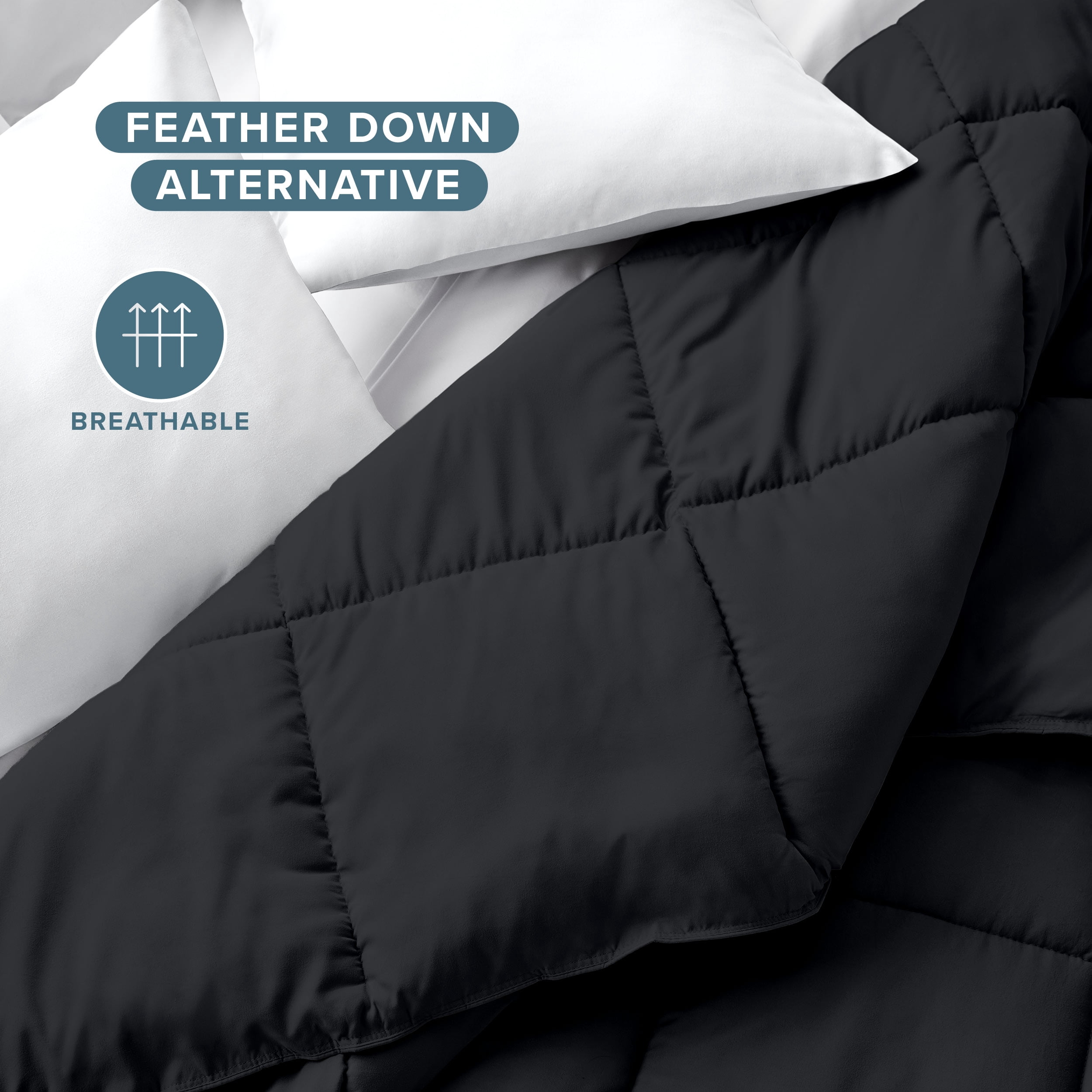 Bare Home Ultra-Soft 1800 Collection Down Alternative Comforter Duvet Insert - Full, Black