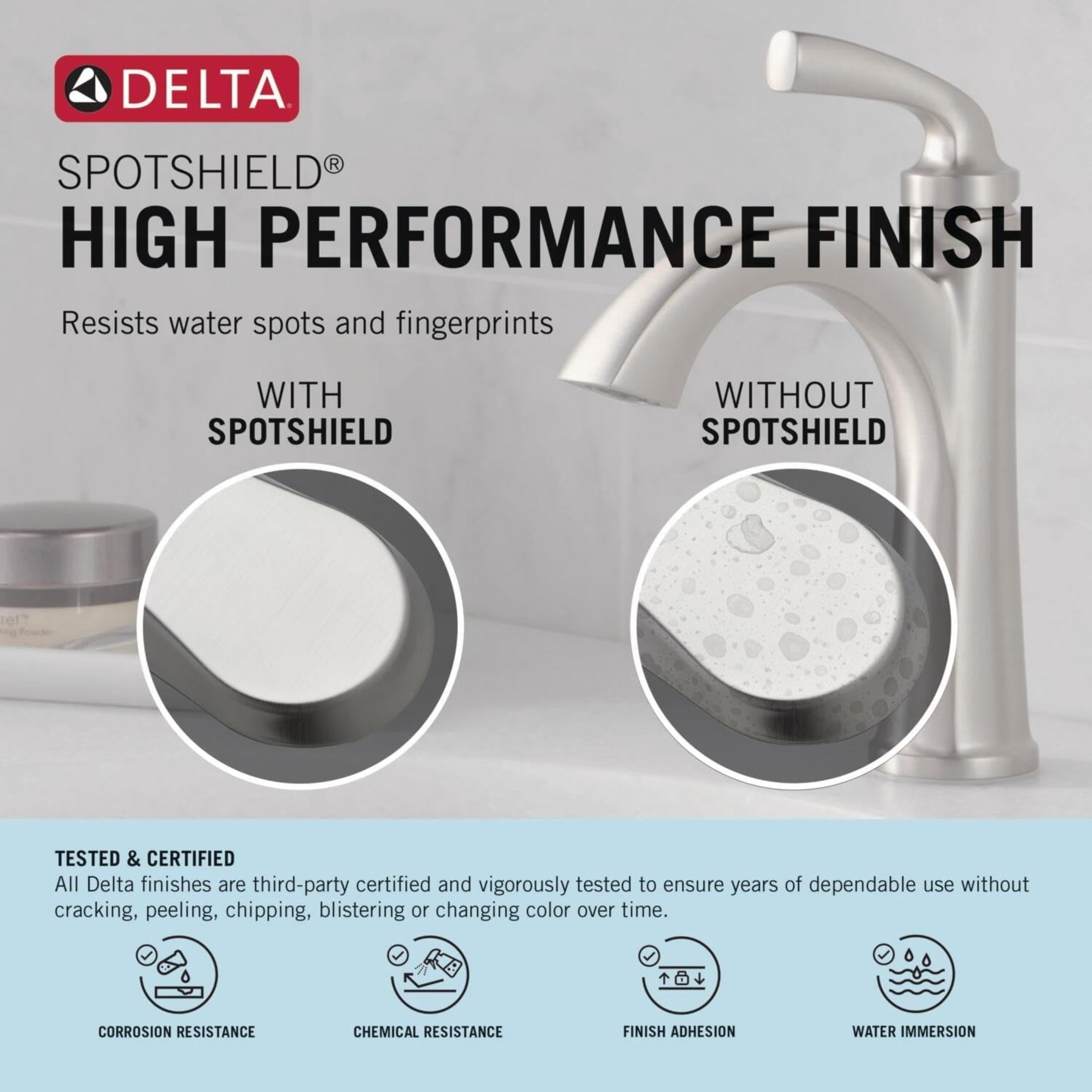 Delta Arvo Brushed Nickel Bathroom Faucet with Sprayer, 8 Inch 3 Hole Widespread Bathroom Sink Faucet with Pull Out Sprayer, Push-Pop Drain, SpotShield Stainless