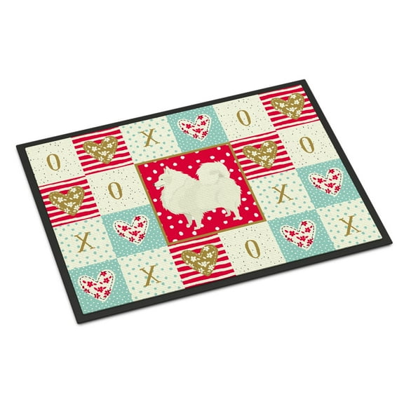 Carolines Treasures CK5955MAT Spitz Love Door Mat Indoor Rug or Outdoor Welcome Mat 18x27 Doormat 27"L x 18"W multicolor