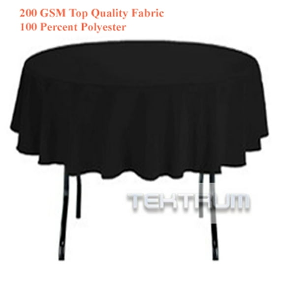 TEKTRUM 70 INCH ROUND POLYESTER TABLECLOTH - BLACK COLOR
