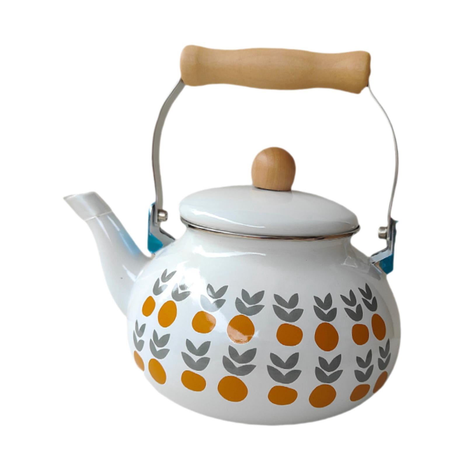 Bouilloire à Thé Vintage En émail - Motif Floral - 2,5 L - Poignée Froide - Compatible Toutes Plaques (induction, Gaz, électrique) - 9