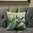 thumbnail image 5 of Mountain Peaock Throw Pillow in Green Brown Pink Blue 18x18, 5 of 5