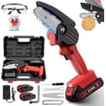 thumbnail image 1 of Wood Ranger Mini Chainsaw, 4 Inch Cordless Portable Handheld Electric Chain Saw, Chain Saw Battery Powered, for Yard, Home and Garden, Wood Cutting, Tree Trimming, Diyer(Red-2 Battery), 1 of 7