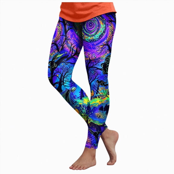 mgoYE Women Halloween Leggings Printed Casual Holiday Tights Elastic Waist Workout Jogger Yoga Pant Women Leggins Size L
