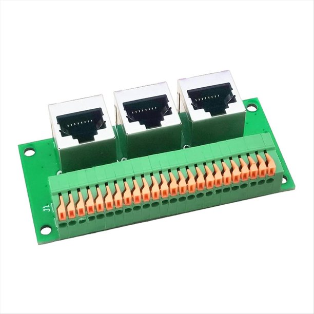 Placa de Conexión Hembra RJ45, Terminal de Resorte Rápido Sin Soldadura RJ45 A 8 Pines, Conector Hembra RJ45 de Vías con Placa PCB
