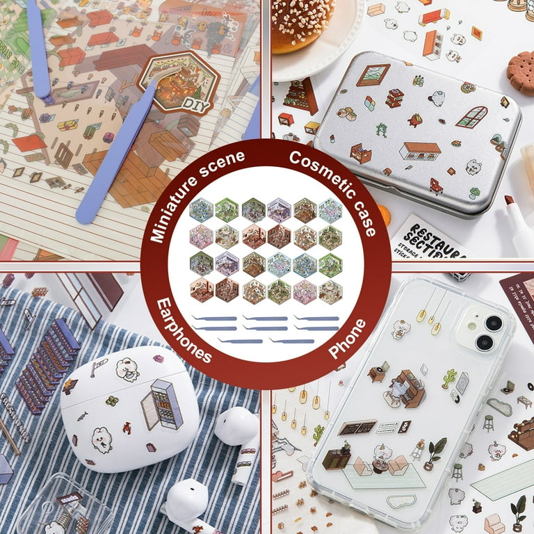 8 Set 3D House Stickers - DIY Scene Stickers For Adults & Teens With Cartoon Animal Scenes For Stress Relief