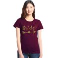 thumbnail image 1 of Shop4Ever Women's Bride Heart Arrow Gold Bridal Wedding Graphic T-Shirt Small Maroon, 1 of 5