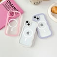thumbnail image 2 of Magnetic Case for iPhone 13 Case iPhone 14 Case, Wavy Aesthetic Curly Wave Frame Clear Cute for Women Girls, [Compatible with Magsafe] Slim Soft TPU Shockproof Protective Bumper Case, Purple, 2 of 8