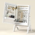 thumbnail image 2 of Freestanding Mirrored Jewelry Box with Parisian-Style Legs, Shelves, Built-In Mirror, and LED Lights, 2 of 5