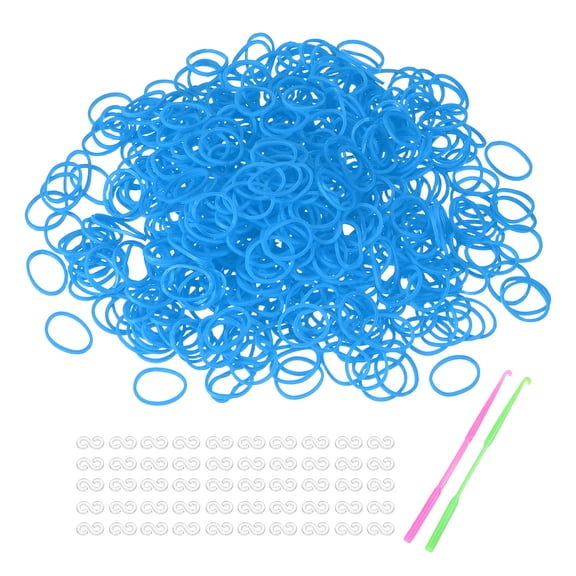 Uxcell 1200 Pcs Loom Rubber Bands Kit with 50 Pcs S-Clips 2-Hooks Rubber Bands Refill Bracelet Making Kits for Weaving DIY Handcrafts Gift, Light Blue