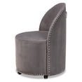 thumbnail image 3 of Baxton Studio Bethel Glam and Luxe Grey Velvet Fabric Upholstered Rolling Accent Chair, 3 of 5