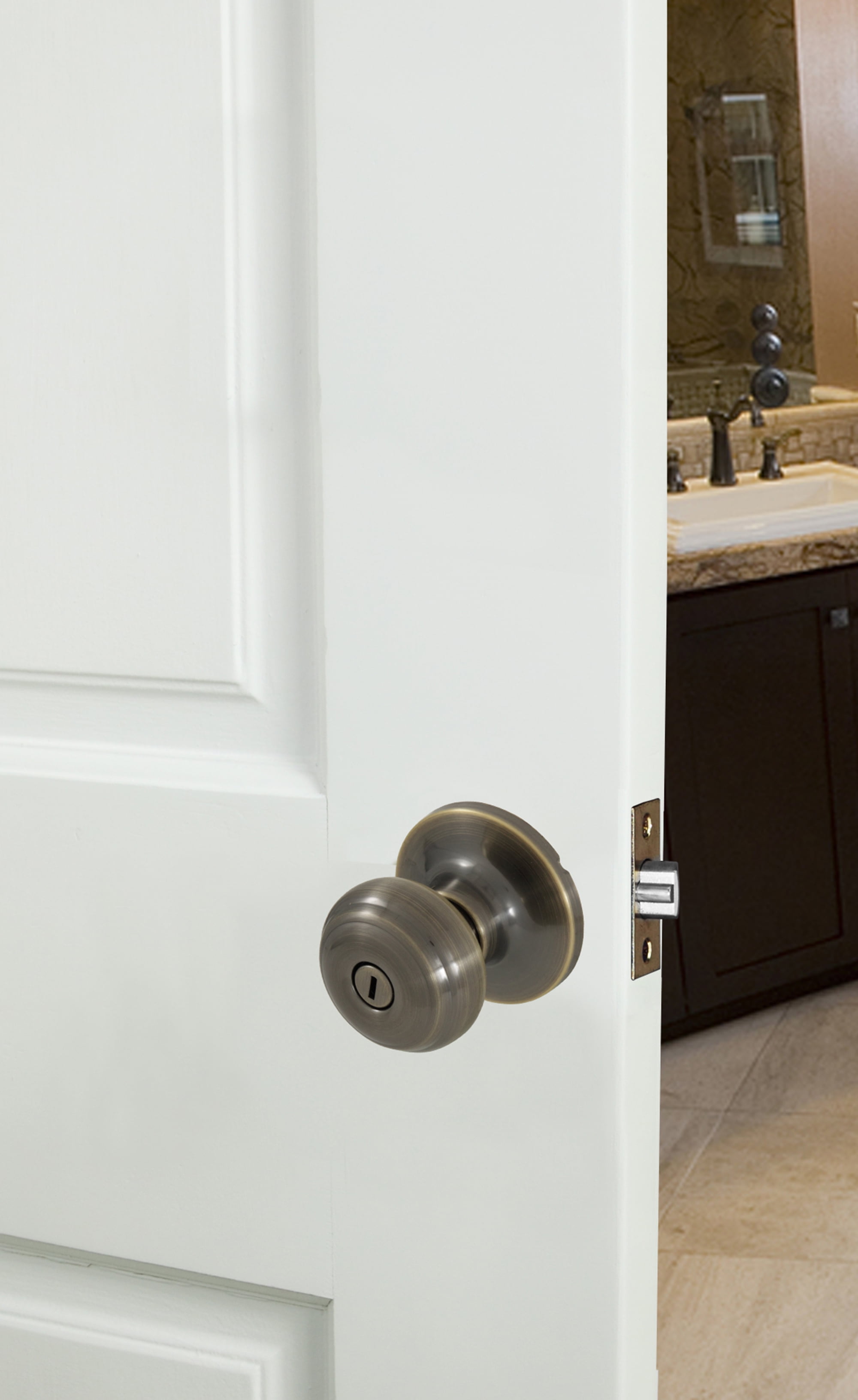 Honeywell Door Locks, Classic Knob Privacy Door Lock, Antique Brass