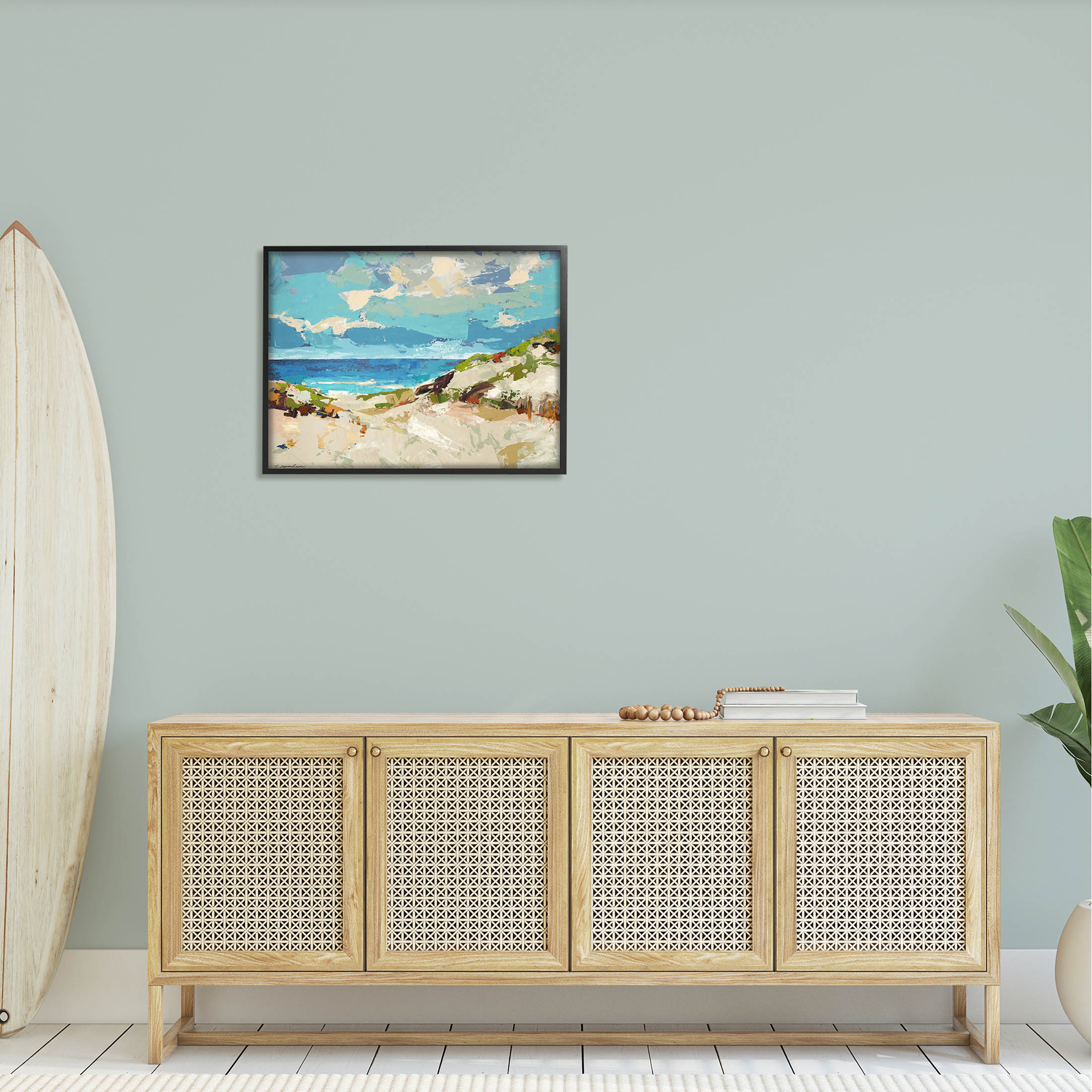 Abstract Beach Sky Landscape Landscape Painting Black Framed Art Print Wall Art