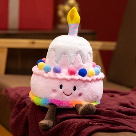 Sweet Strawberry Cake Plush Toys Singing Birthday Cake Plush Stuffed Toys Children s Birthday Gifts Food Stuffed Pillows Cute Birthday Cake Candles Party Decoration Gifts