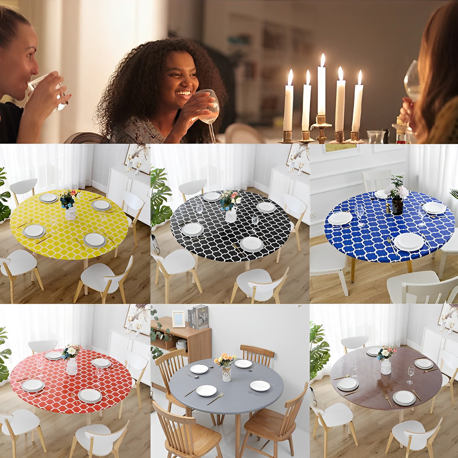 Facecloth Elastic Round Picnic Tablecloth Printed Stretch Rubber Band