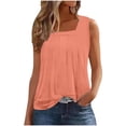 thumbnail image 3 of VBTAPA Mother's Day Gifts Tank Tops for Women Summer Loose Fit Pleated Square Neck Sleeveless Tops Flowy Blouse Going Out Tops Basic Shirts Orange XL, 3 of 8