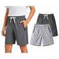 thumbnail image 3 of HILEELANG 5-15T Boys 2-Pack Quick Dry Athletic Sweat Shorts, Elastic Waist Active Shorts with Zipper Pockets for Kids Youth, 3 of 10