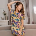 thumbnail image 3 of Fotbe Butterfly 3 Pattern Women's Cotton Nightgown Sleepwear Short Sleeves Shirt Casual Print Sleepdress, 3 of 6